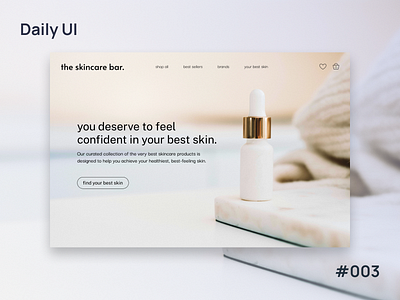 Daily UI Challenge - #003 dailyui design desktop figma icons landing page skincare ui ui design