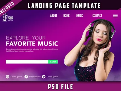 Music landing page artist landing page banner banner design banner for web graphic design music banner music landing page template artwork web banner for template web template