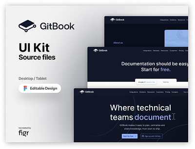 Gitbook Web UI (Recreated) branding collaborative design developer docs documentation figma gitbook github kit landing page modern ui teams technical ui ui ux user interface webapp webdesign website