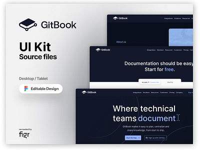 Gitbook Web UI (Recreated) branding collaborative design developer docs documentation figma gitbook github kit landing page modern ui teams technical ui ui ux user interface webapp webdesign website