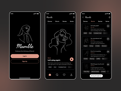 Mumble Podcast Mobile Application behance dailyui dribbble figma graphic design inspiration interface minimal mobile mobile app modern music typography ui ui design uiux user experience ux ux design vector