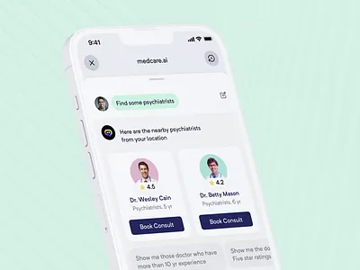 Medicare AI - Doctor Appointment Booking App UI Design ai app ai healthcare app animation app design appointment booking book appointment booking app booking doctor booking flow doctor appointment find doctor healthcare healthcare ai medical app design mobile app online consultation app patient app ui ux virtual assistant