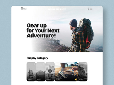 Camping Tools and Accessories adventure camping design ecommerce hero section home page inspiration landing page minimal nature offroad shopping store typography ui uiux ux website