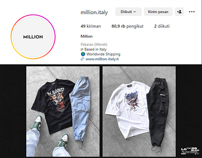 (CLIENT WORK) MILLION ITALY apparel design branding clothing design graphic design graphic designer streetwear streetwear design t shirt design