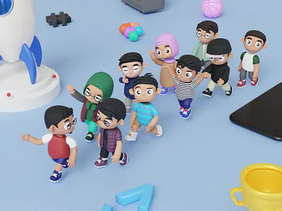 Keep Moving Forward! 3d 3d illustration agensip blender branding character cool cute design graphic design illustration kucingbored landing page logo ui