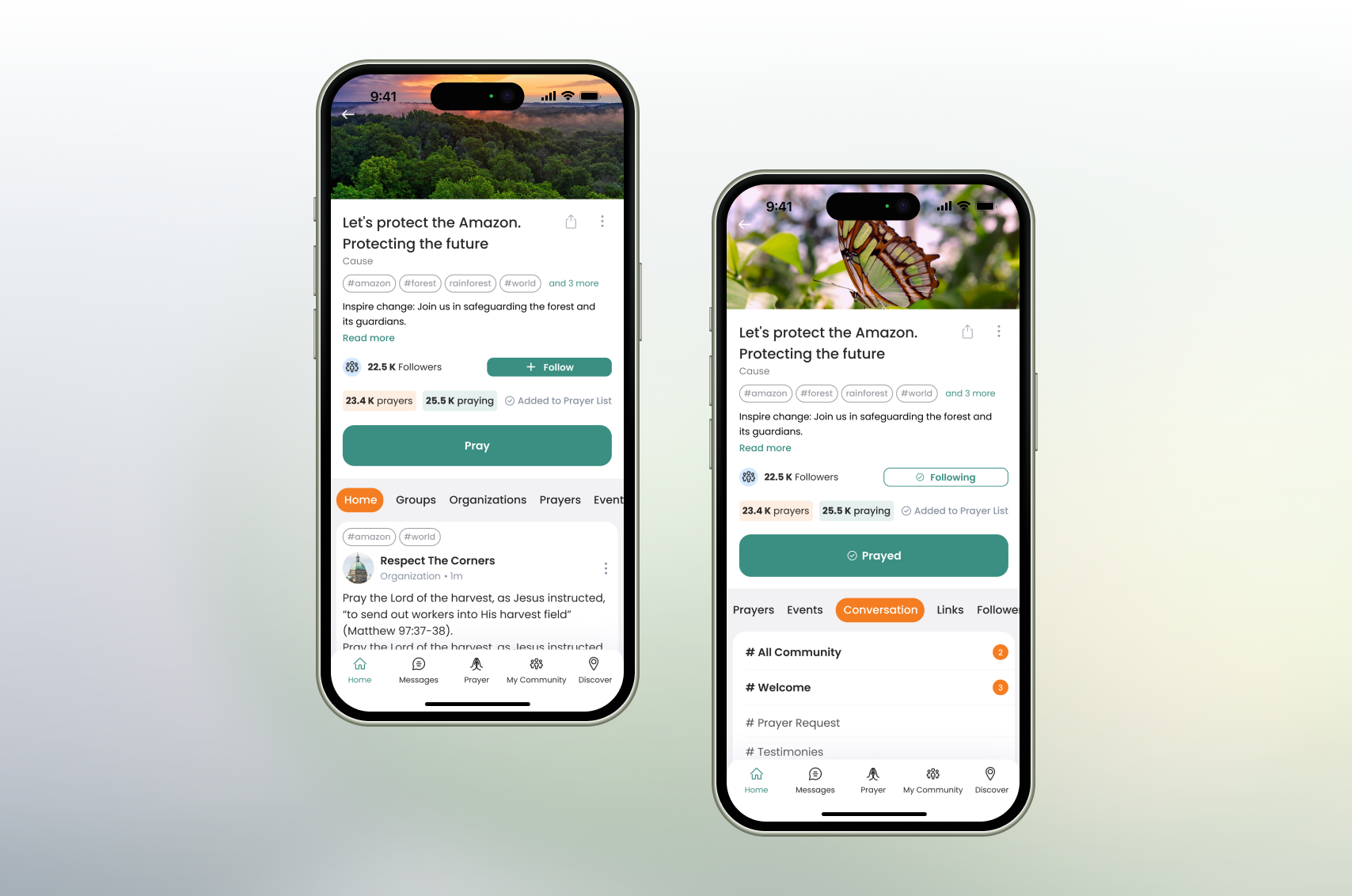 Mobile UI App Design for Involved cards cause design feature feed home ios iphone mobile mobile design mockup native ui ux