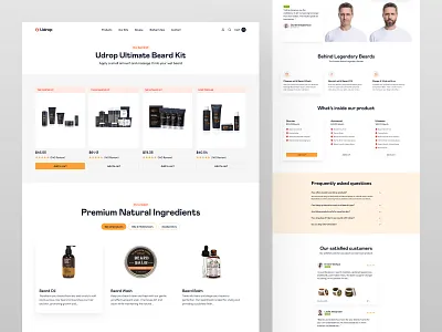 Beard Care Kits Page - Udrop beard beard care beard landingpage beard website cart customer review ecommerce fashion kits landing page pricing product page shop single page store web design website