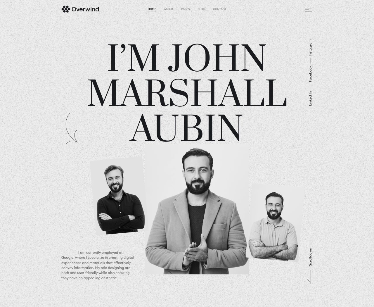 Overwind-Personal Portfolio Landing Page Hero Section home page homepage landing page hero section overwind personal portfolio ui uiux web design website website design