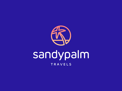 Sandy Palm Logo Design - Palm, Beach, Ocean beach custom logo design gradient logo icon island line logo logo design logodesign modern logo nature ocean palm symbol travel tree tropical wave waves