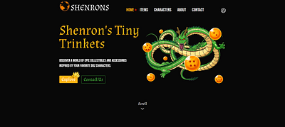 Shenron's Tiny Trinkets developer dragon ball dragon ball z e commerce featured figma goku hero landing login online store register shenron ui ux