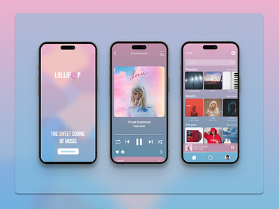 Music Player "Lollipop" (theme) by Joash app branding dailyui dailyuichallenge design flat graphic design illustration logo mobile musicplayer ui uiux ux