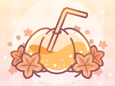 Cozy autumn pumpkin drink autumn cozy cute drink fall food illustration illustrator kawaii latte leaves pastel pumpkin squash straw vector