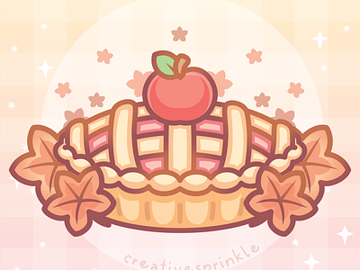 Cute Cozy Autumn Apple Pie apple autumn cozy cute desserts fall food illustration kawaii leaves pastel pastry pie sweets vector