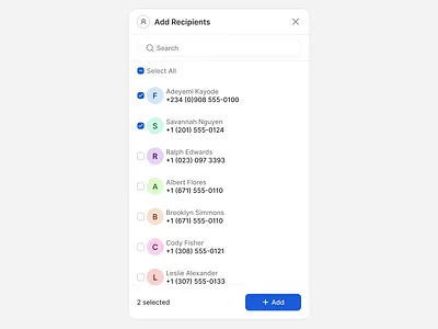 Add Recipients Modal ✨ flat minimal modal ui user interface web design