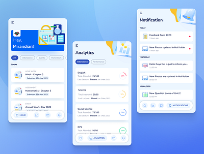 Academic Record Keeping and Tracking Mobile App UI 3d illustration academic analytics app college edtech education home home screen mobile mobile app mobile ui school students subjects