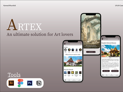 Artex- Online Museum Ticket App appdesign casestudy figma illustrator ui uidesign uiux ux uxcasestudy uxdesign webdesign