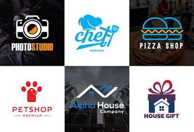 Modern and Unique Logo Designs branding camera logo clean logo graphic design logo logo design luxury logo minimalist logo modern logo motion graphics pizza logo professional logo real estate logo simple logo versatile logo