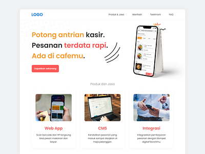 Ordering App - Landing Page branding landing page ordering app restaurant app user interface