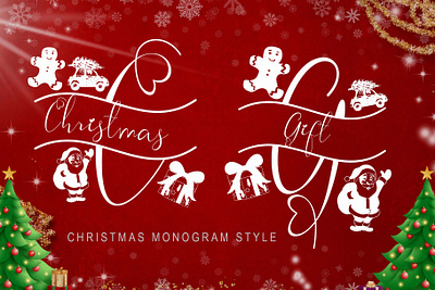 Christmas Gift Monogram banner beautiful branding christmas monogram christmas ornament design font font design graphic design handwritten illustration logo sticker ui