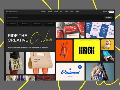 PixeHarbor. Designers asset marketplace. 3d assets graphic design layout mockup typography ui ui design web web layout web ui website design