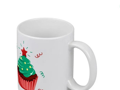 Mug with a Christmas tree cupcake print. Sweet gift christmas tree cupcake cupcake print design illustration illustrator marketplace mug new year picture png present print printshop sublimation sweet gift