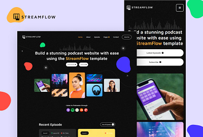 Premium Podcast Webflow Website Template branding business community cultural events agencies design entertainment business firms illustration logo podcast podcast template podcast website radio stations template ui uiux designer video portfolio web agency web designer webflow website