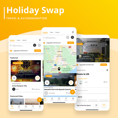 Holiday Swap | Travel app development room booking app room sharing app