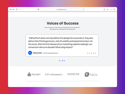 Client Testimonials Slider UI - Interactive Testimonial branding brandlogos carousel clientfeedback clientsatisfaction customerreviews designinspiration designtrends feedback interactive reviews slider testimonial uidesign userexperience userinterface uxdesign webdesign webdevelopment