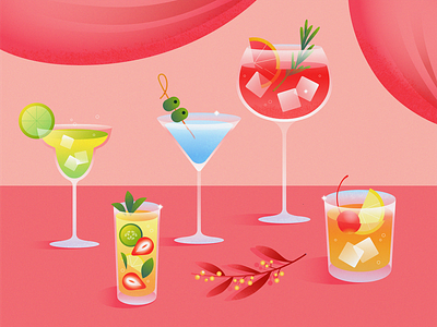 It's Friday 🍷 bar cocktail colors drinks flat food illustration glass graphic design illustration illustrator restaurant texture vector web illustration