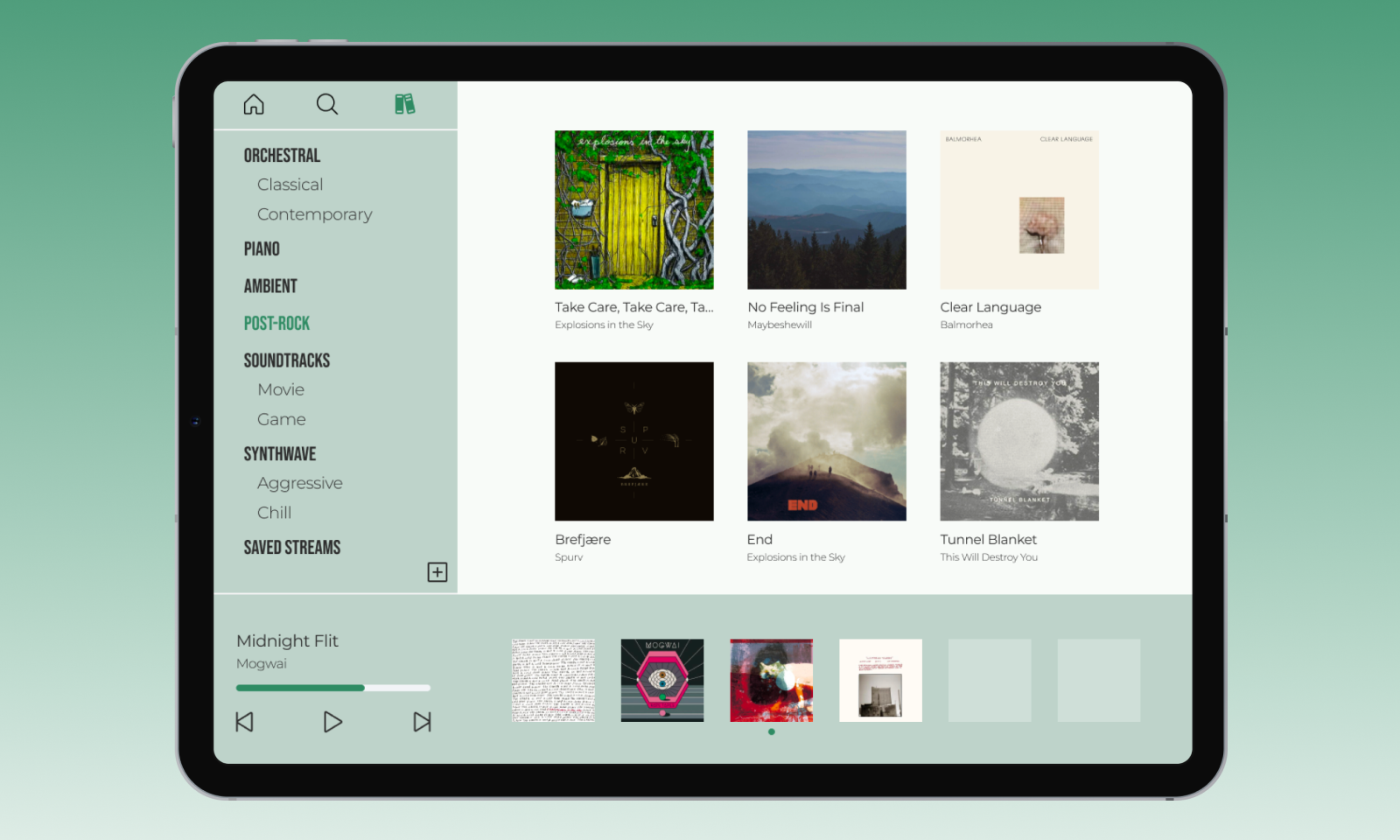 Deep Focus Album Radio ipad minimalism minimalist music player ui ux