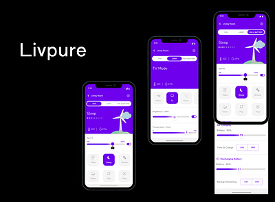 Livpure App 3 Screens battery bldcfan color fan figma light livpureapp typography ui ui design visual