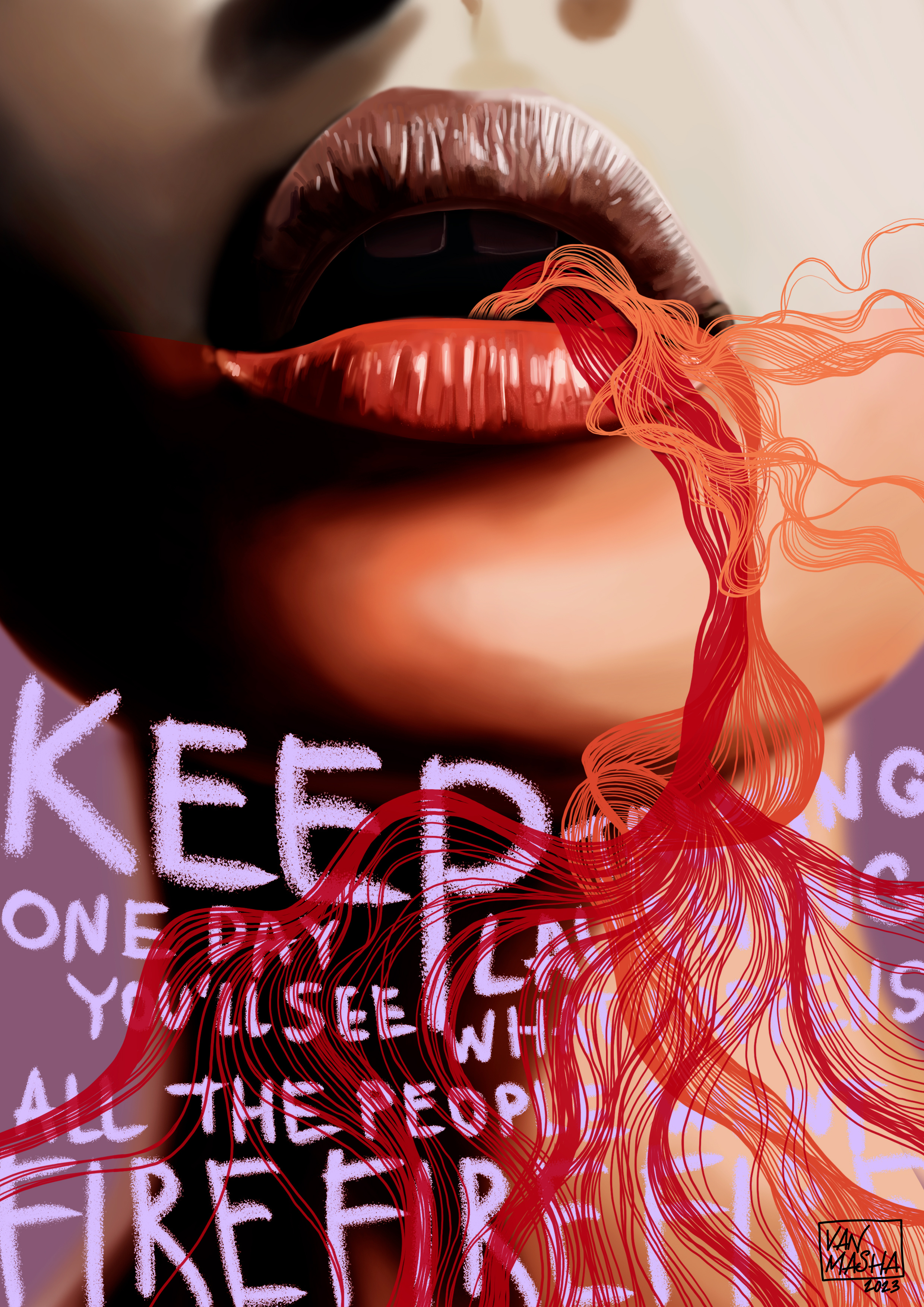 Keep Talking art digital art digital illustration drawing font composition girl graphics illustration portrait young woman