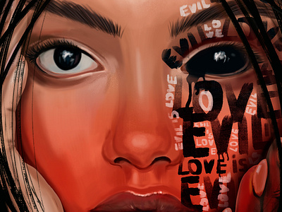 Love is Evil art digital art digital illustration drawing font composition girl graphics idea illustration mystic young woman