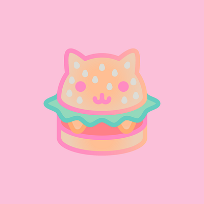 Kitty Burger buns burger cat charcter cheese cheesy cute fast food food icon illustration kawaii kitty mcdonalds sesame snack sticker