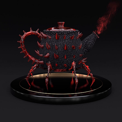 Funny Teapots | Teapot_013 360 3d after effects animation art cinema 4d cinema4d design evil funny loop monster motion design nft red scary spider tea teapot