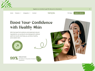Careyou - Skincare Website beauty green healthy landing page natural nature skin skincare ui design website website design