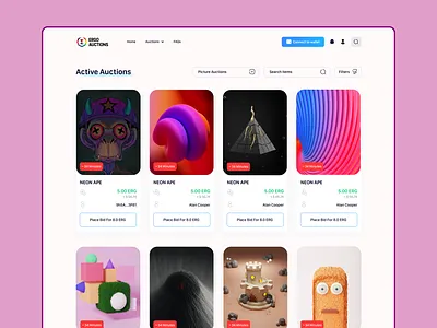Ergo active auction bid blockchain dark design discount ergo ergo auctions light nft pouya sepanta sepanta pouya ui ux web3