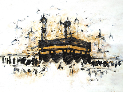 Mecca | Artist Muzahedul Islam art artist bangla bangladesh charukola creative design dhaka illustration mecca mosque painting thinking