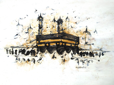 Mecca | Artist Muzahedul Islam art artist bangla bangladesh charukola creative design dhaka illustration mecca mosque painting thinking