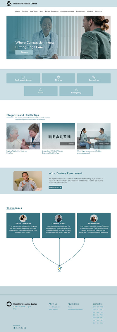 Medical Landing Page UI graphic design ui