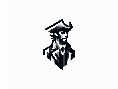 Geometric Pirate Logo ahoy barber beard branding design emblem geometric hat icon identity illustration logo man mark patch pirate sailor sea symbol vector
