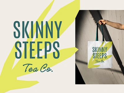 Skinny Steeps Logo&Bag bag brand branding drink health herb leaf logo natural nature packaging plant skinny tea tote tote bag