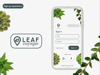 Daily UI Challenge: Day 001 Sign Up daily ui design digital mobile onboarding plant product design sign in sign up ui user experience user interface ux