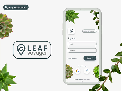 Daily UI Challenge: Day 001 Sign Up daily ui design digital mobile onboarding plant product design sign in sign up ui user experience user interface ux
