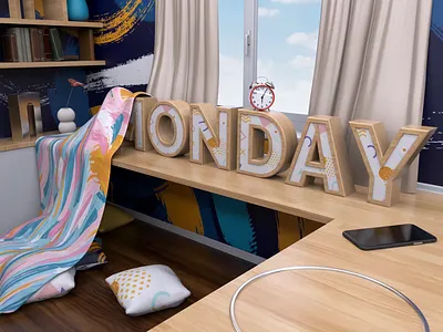 Monday | Coffee Time 3d after effects animation art cinema4d coffe day design loop monday morning motion design room week