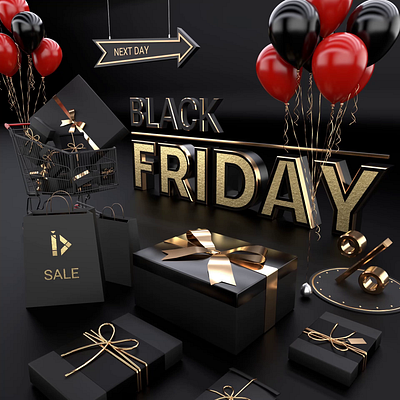 Friday | Shopping Time 3d after effects animation black cinema4d day design friday illustration loop money morning motion design sale shopping week