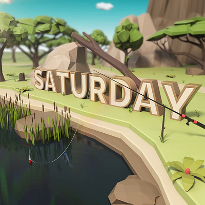 Saturday | Relax Time 3d after effects animation cinema4d day design fishing illustration landscape loop morning motion design relax saturday time week