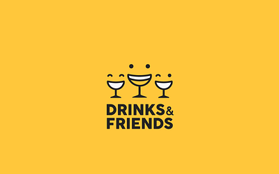 Drinks & Friends Logo Design alcohol bar beverage branding drink friends fun graphic design logo logodesign logoinspiration modern party smile vector yellow