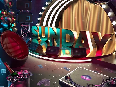 Sunday | Party Time 3d after effects animation celebrate cinema4d club dance day design loop morning motion design night party sunday week