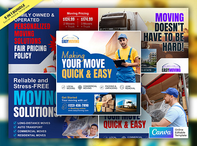 Moving Service Social Media Banner Bundle Vol’2.2 Canva Template moving company material design